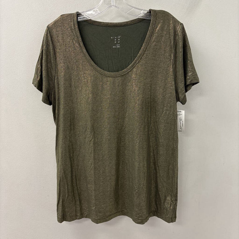 A NEW DAY WOMEN'S T-SHIRT olive gold mix L