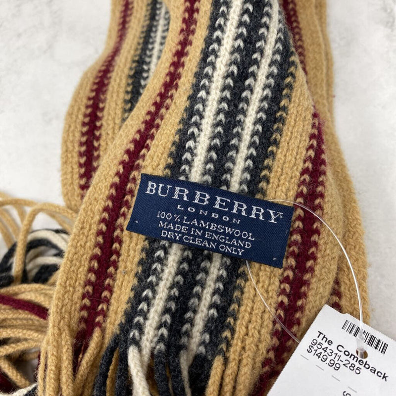 BURBERRY WOMEN'S SCARF/SHAWL camel burgundy grey mix