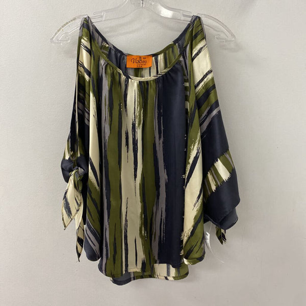 voom by joy han WOMEN'S BLOUSE/SHIRT olive navy cream mix XS