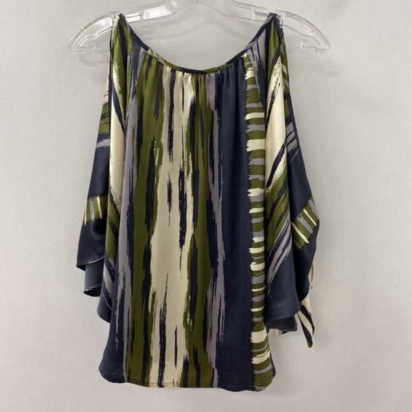 voom by joy han WOMEN'S BLOUSE/SHIRT olive navy cream mix XS