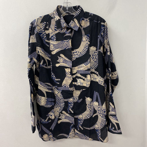 WOMEN'S BLOUSE/SHIRT navy cream M