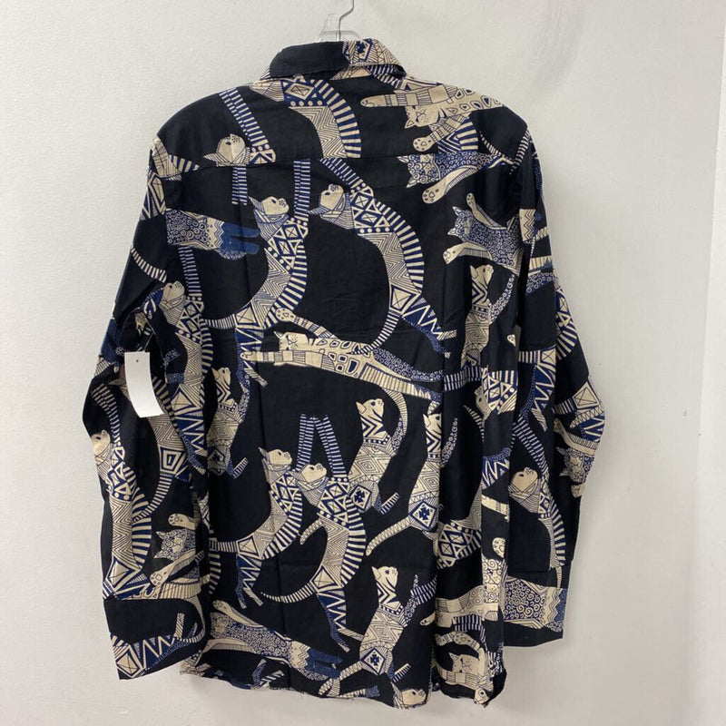 WOMEN'S BLOUSE/SHIRT navy cream M