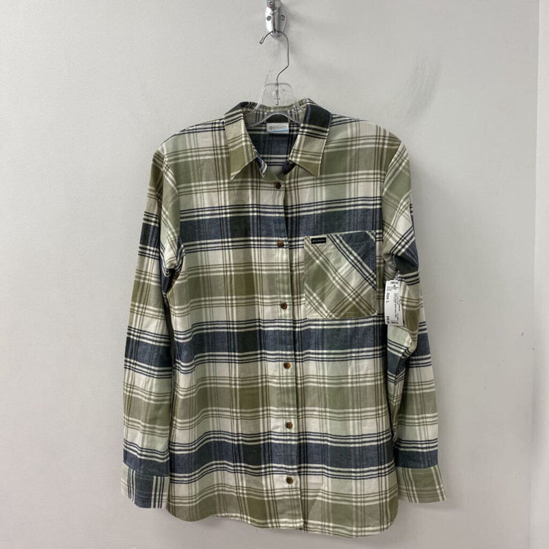 COLUMBIA WOMEN'S BLOUSE/SHIRT green navy white L