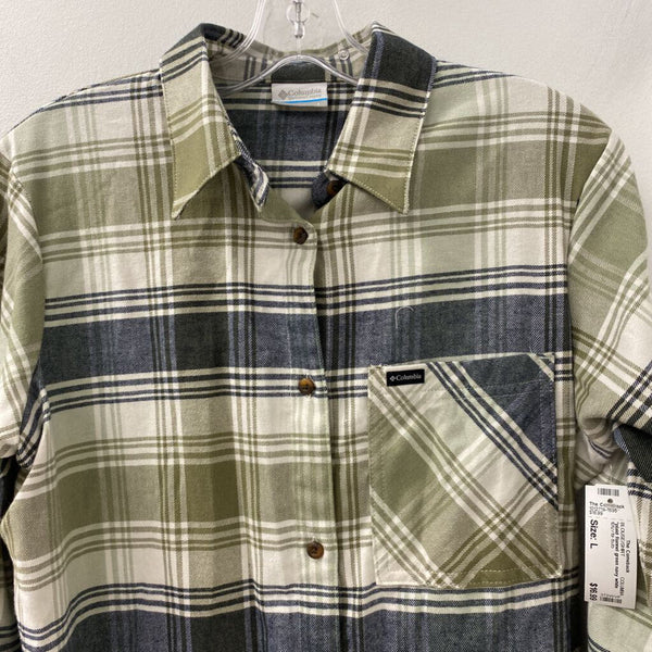 COLUMBIA WOMEN'S BLOUSE/SHIRT green navy white L