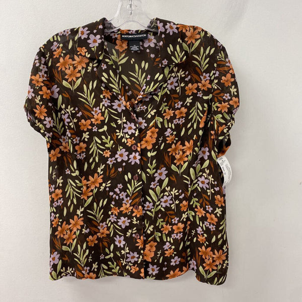 NORTON MCNAUGHTON WOMEN'S BLOUSE/SHIRT brown orange green purple 14