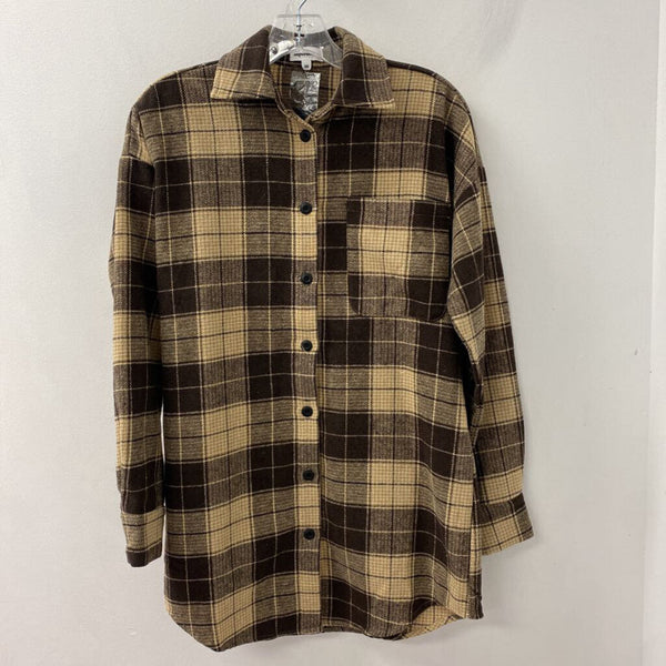 Superdown WOMEN'S BLOUSE/SHIRT brown tan mix XS
