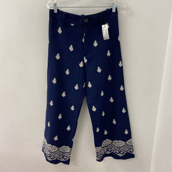 ZARA WOMEN'S PANTS navy white mix M