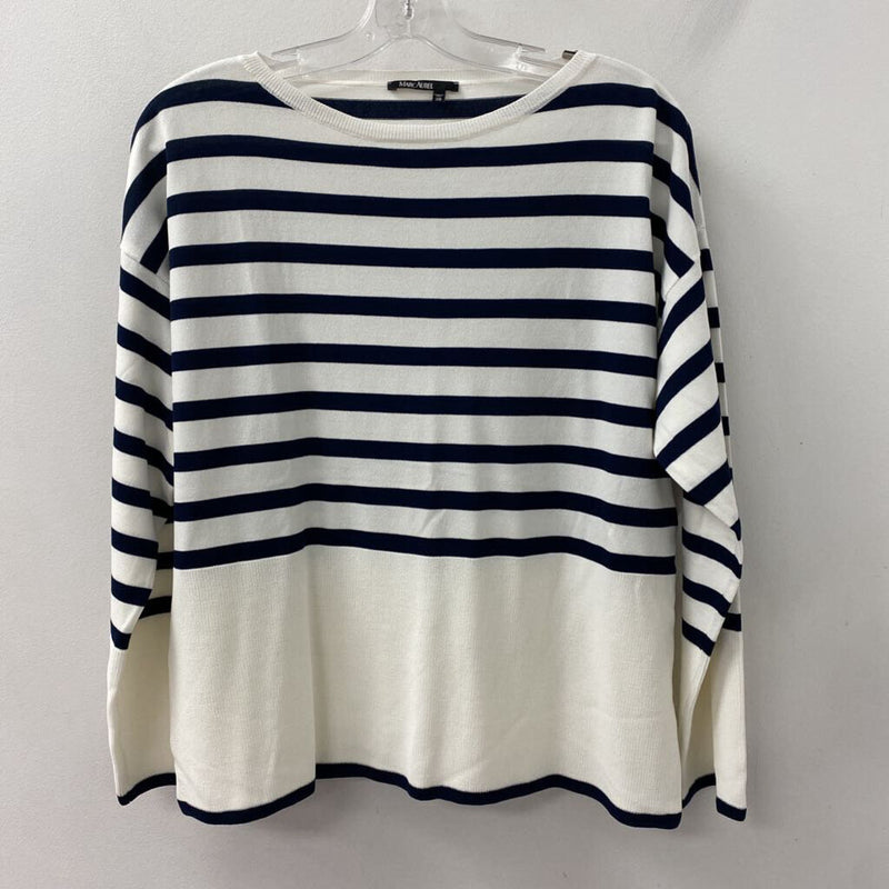 MARC AUREL WOMEN'S SWEATER white navy stripe S38