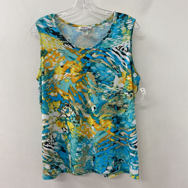 TANJAY WOMEN'S TANK/CAMI turquoise abstract print L
