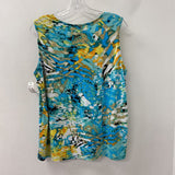 TANJAY WOMEN'S TANK/CAMI turquoise abstract print L