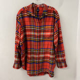 GAP WOMEN'S BLOUSE/SHIRT orange plaid M tall