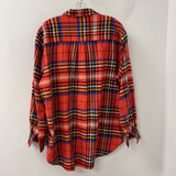 GAP WOMEN'S BLOUSE/SHIRT orange plaid M tall
