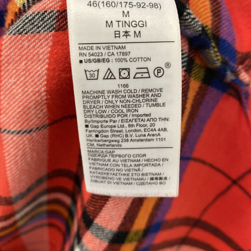 GAP WOMEN'S BLOUSE/SHIRT orange plaid M tall