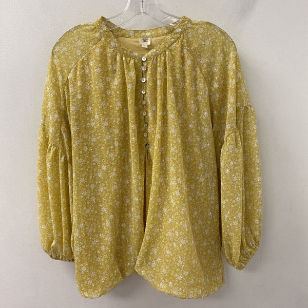 WOMEN'S PLUS TOP yellow white 1X