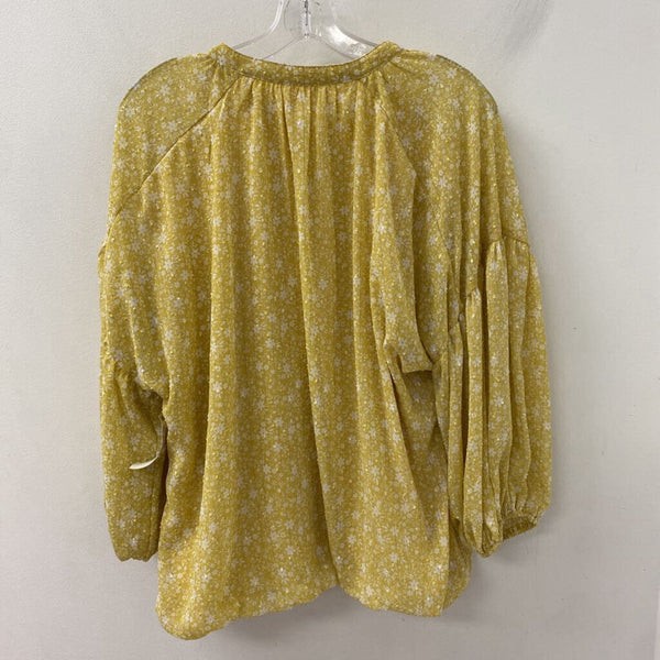 WOMEN'S PLUS TOP yellow white 1X