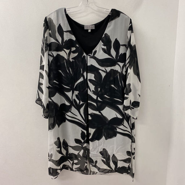 LAURA WOMEN'S PLUS TOP black white 16