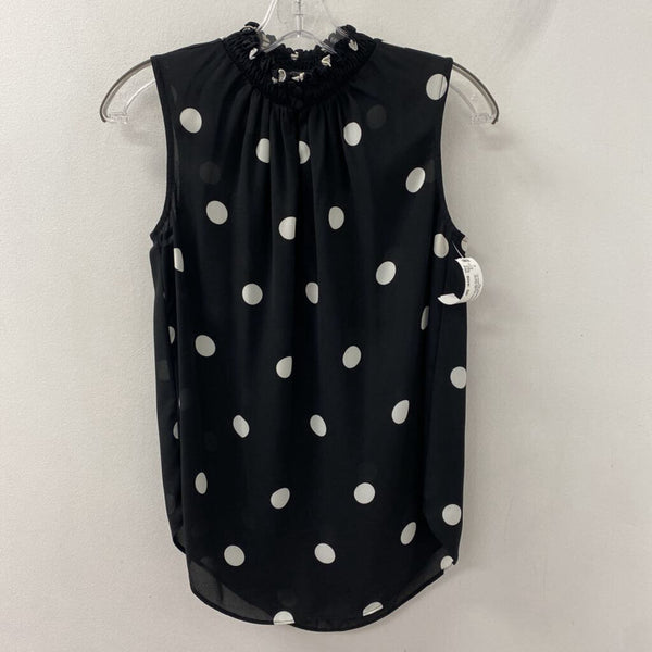 ANN TAYLOR WOMEN'S BLOUSE/SHIRT black white dots SP