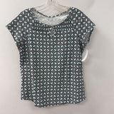CLEO WOMEN'S TOP black turquoise pattern M