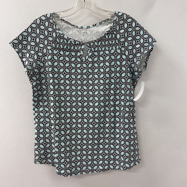 CLEO WOMEN'S TOP black turquoise pattern M