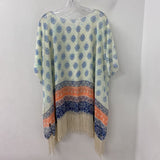 WOMEN'S PONCHO/CAPE blue orange cream O/S