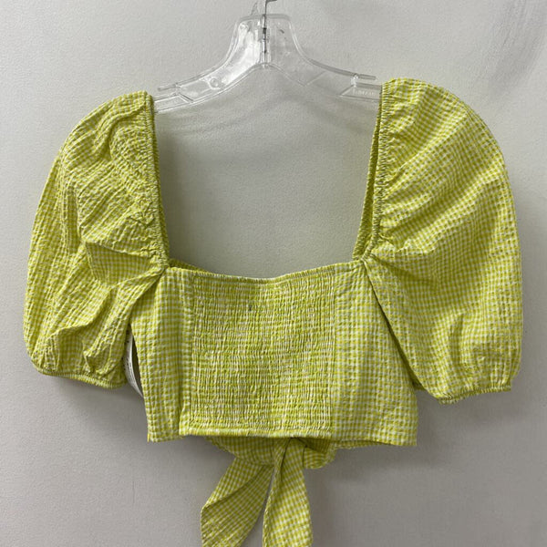 ZARA WOMEN'S TOP green yellow white XS
