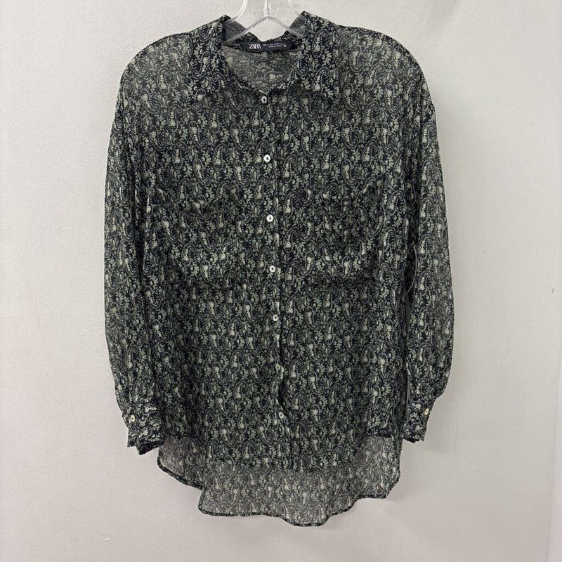 ZARA WOMEN'S BLOUSE/SHIRT black green S