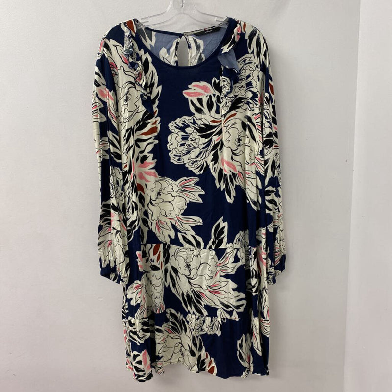 WOMEN'S PLUS DRESS navy multi floral 18