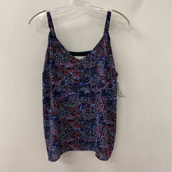 ADDITION ELLE WOMEN'S PLUS TOP black multi floral 1X