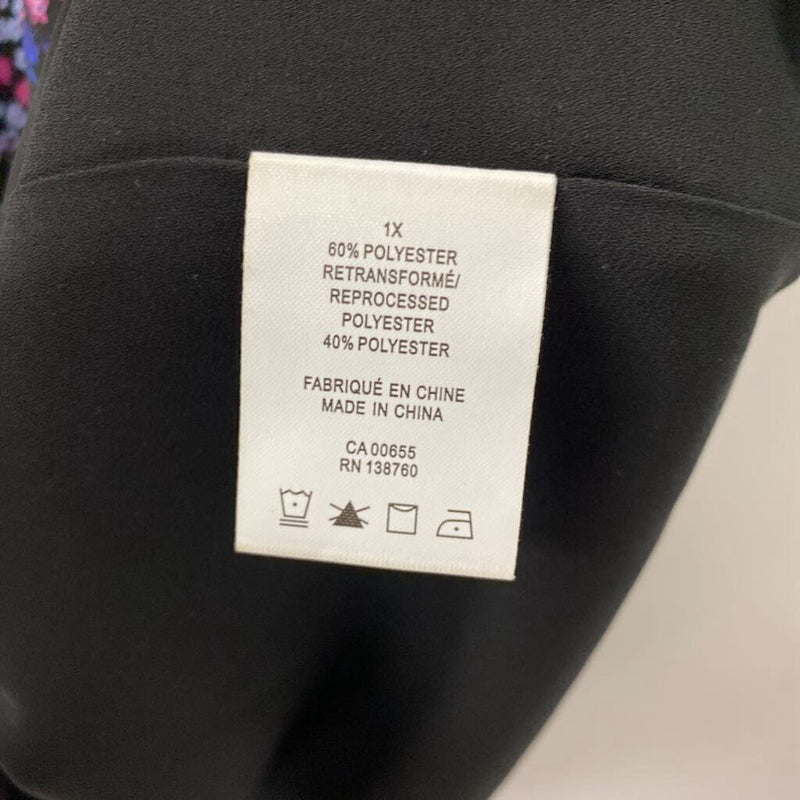 ADDITION ELLE WOMEN'S PLUS TOP black multi floral 1X