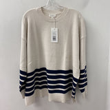 HUDSON NORTH WOMEN'S PLUS TOP off white navy stripe 2X