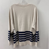 HUDSON NORTH WOMEN'S PLUS TOP off white navy stripe 2X