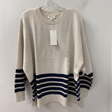 HUDSON NORTH WOMEN'S PLUS TOP off white navy stripe 3X