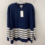 HUDSON NORTH WOMEN'S PLUS TOP navy white stripe 3X