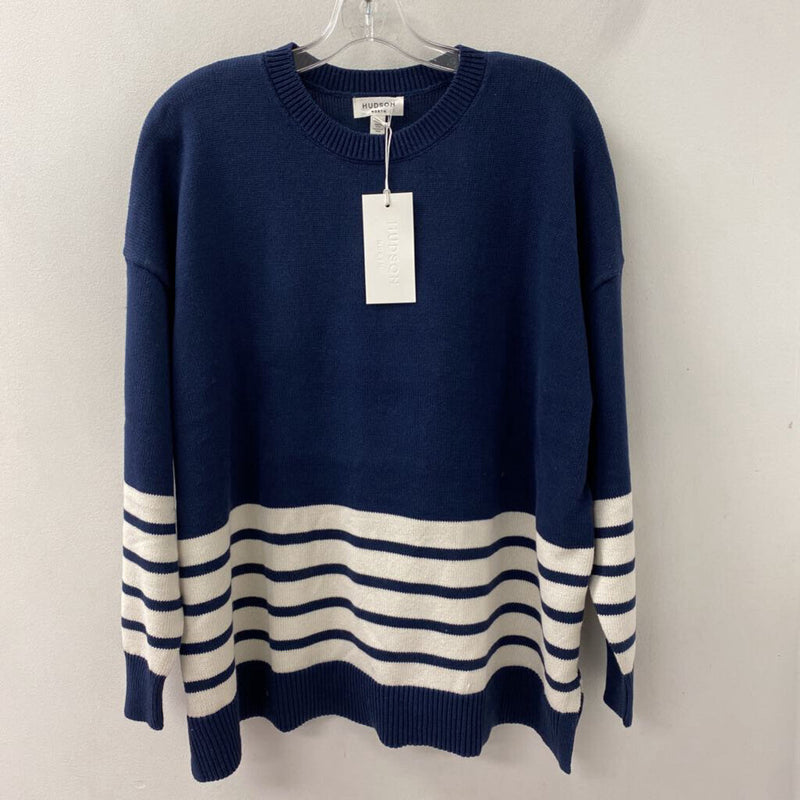 HUDSON NORTH WOMEN'S PLUS TOP navy white stripe 3X