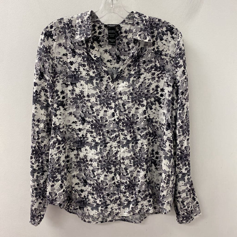 OLSEN WOMEN'S BLOUSE/SHIRT white grey print M/10