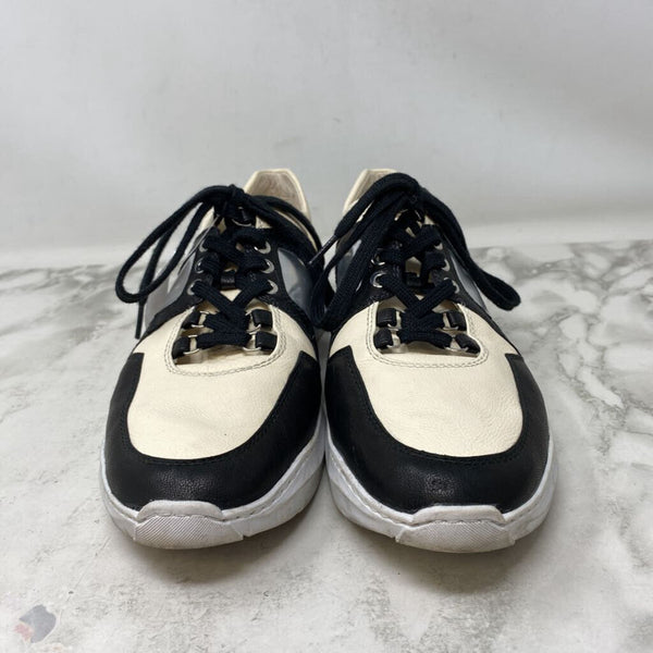 STUART WEITZMAN WOMEN'S SNEAKERS cream black silver 8.5
