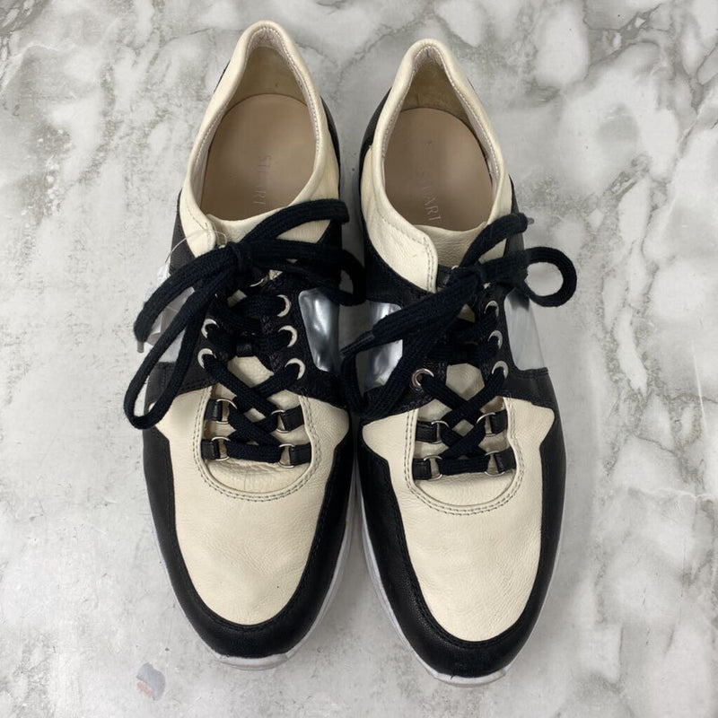 STUART WEITZMAN WOMEN'S SNEAKERS cream black silver 8.5