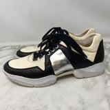 STUART WEITZMAN WOMEN'S SNEAKERS cream black silver 8.5