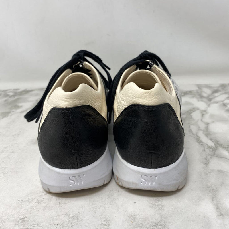 STUART WEITZMAN WOMEN'S SNEAKERS cream black silver 8.5