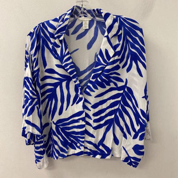 H&M WOMEN'S BLOUSE/SHIRT blue white S