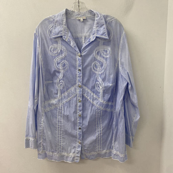 WOMEN'S PLUS TOP blue white PLUS/50