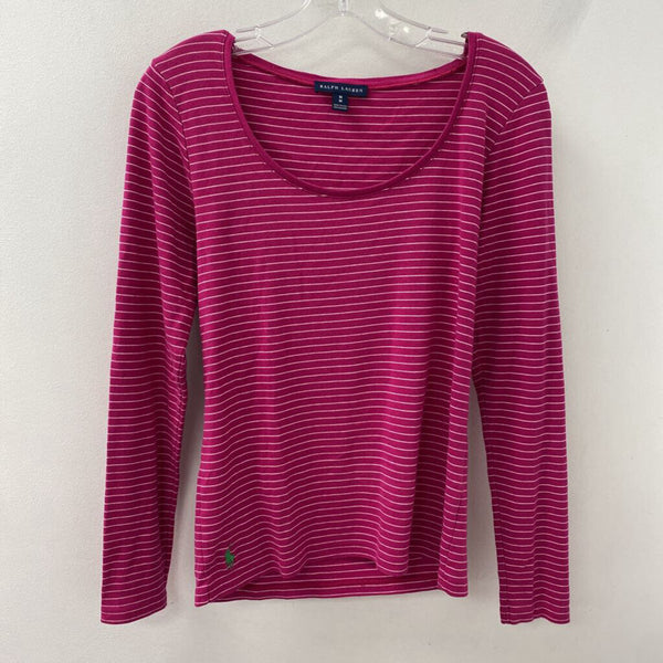 RALPH LAUREN WOMEN'S TOP pink white mix M