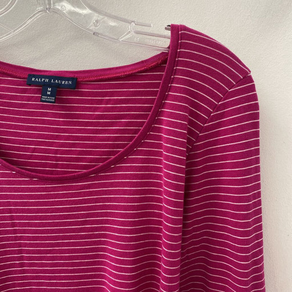RALPH LAUREN WOMEN'S TOP pink white mix M