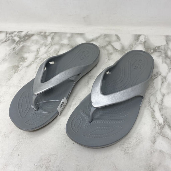 CROCS WOMEN'S SANDALS grey metallic 8