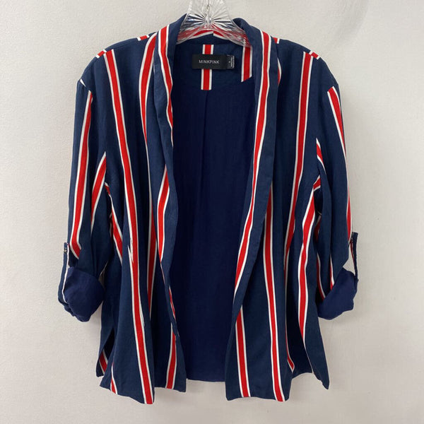 MINK PINK WOMEN'S BLAZER/JACKET navy white red stripe S
