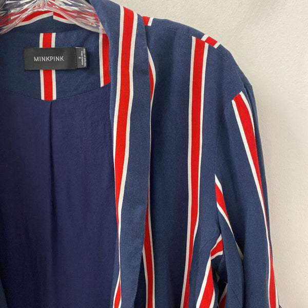 MINK PINK WOMEN'S BLAZER/JACKET navy white red stripe S