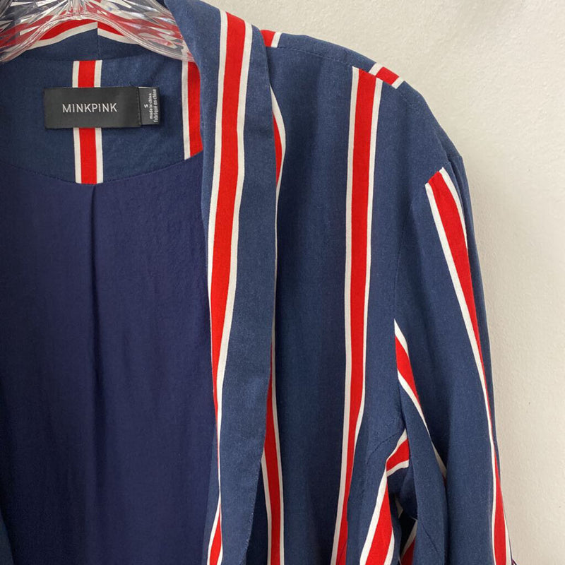 MINK PINK WOMEN'S BLAZER/JACKET navy white red stripe S