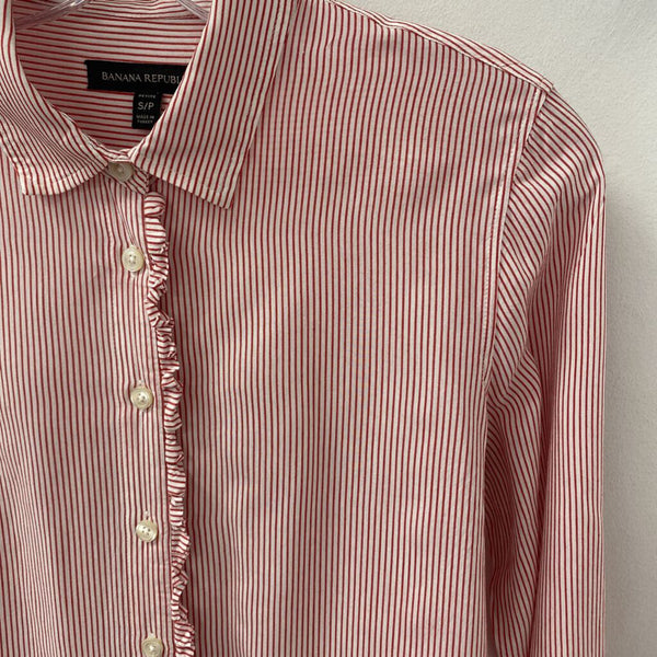 Banana Republic WOMEN'S BLOUSE/SHIRT red white stripe SP