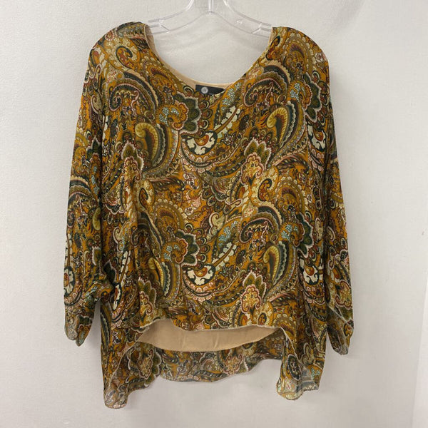 made in Italy WOMEN'S BLOUSE/SHIRT orange red green mix M