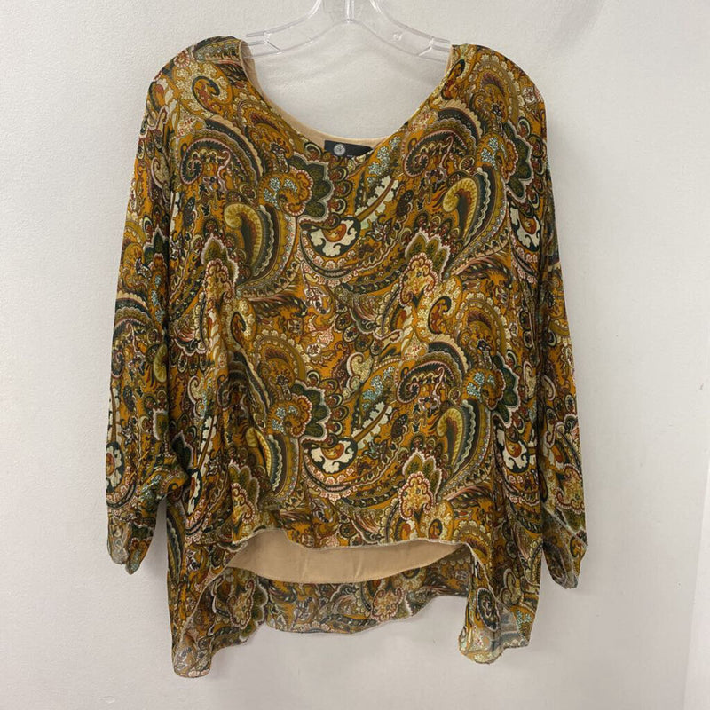 made in Italy WOMEN'S BLOUSE/SHIRT orange red green mix M